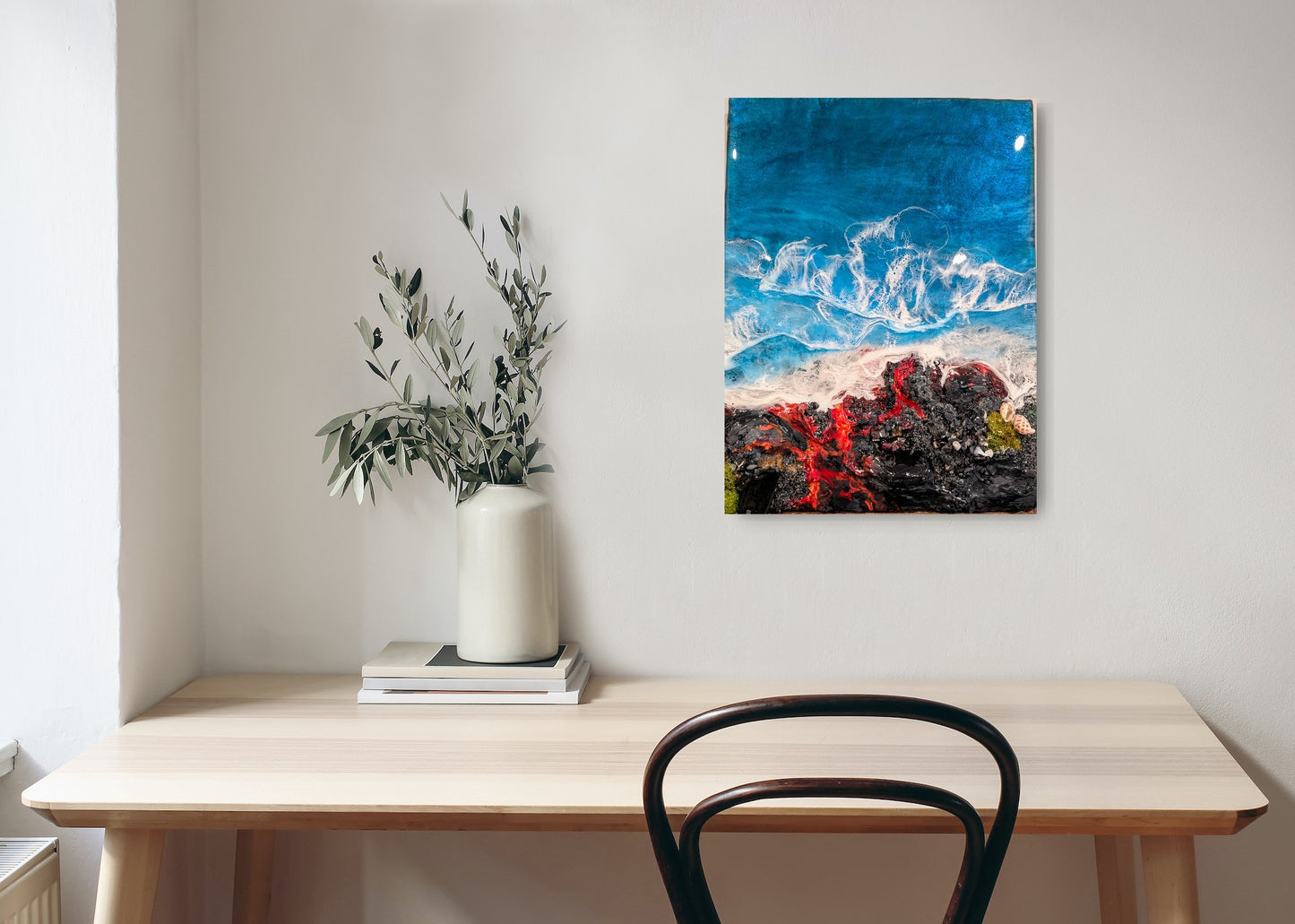 Lava flow & black sand inspired coastal wall art