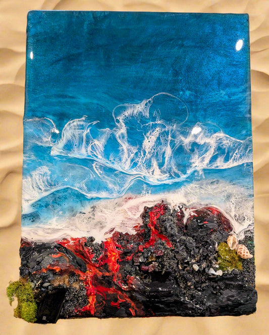 Lava flow & black sand inspired coastal wall art