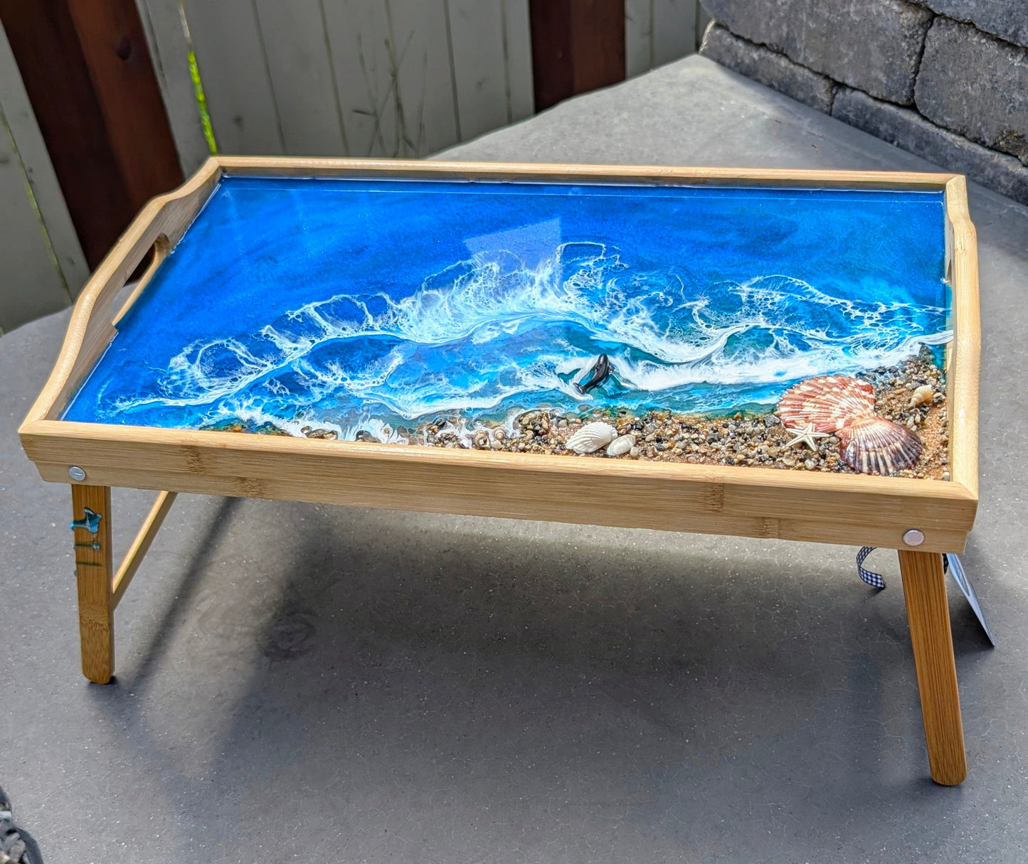 Foldable Coastal large TV Tray Nicole's paint Escape