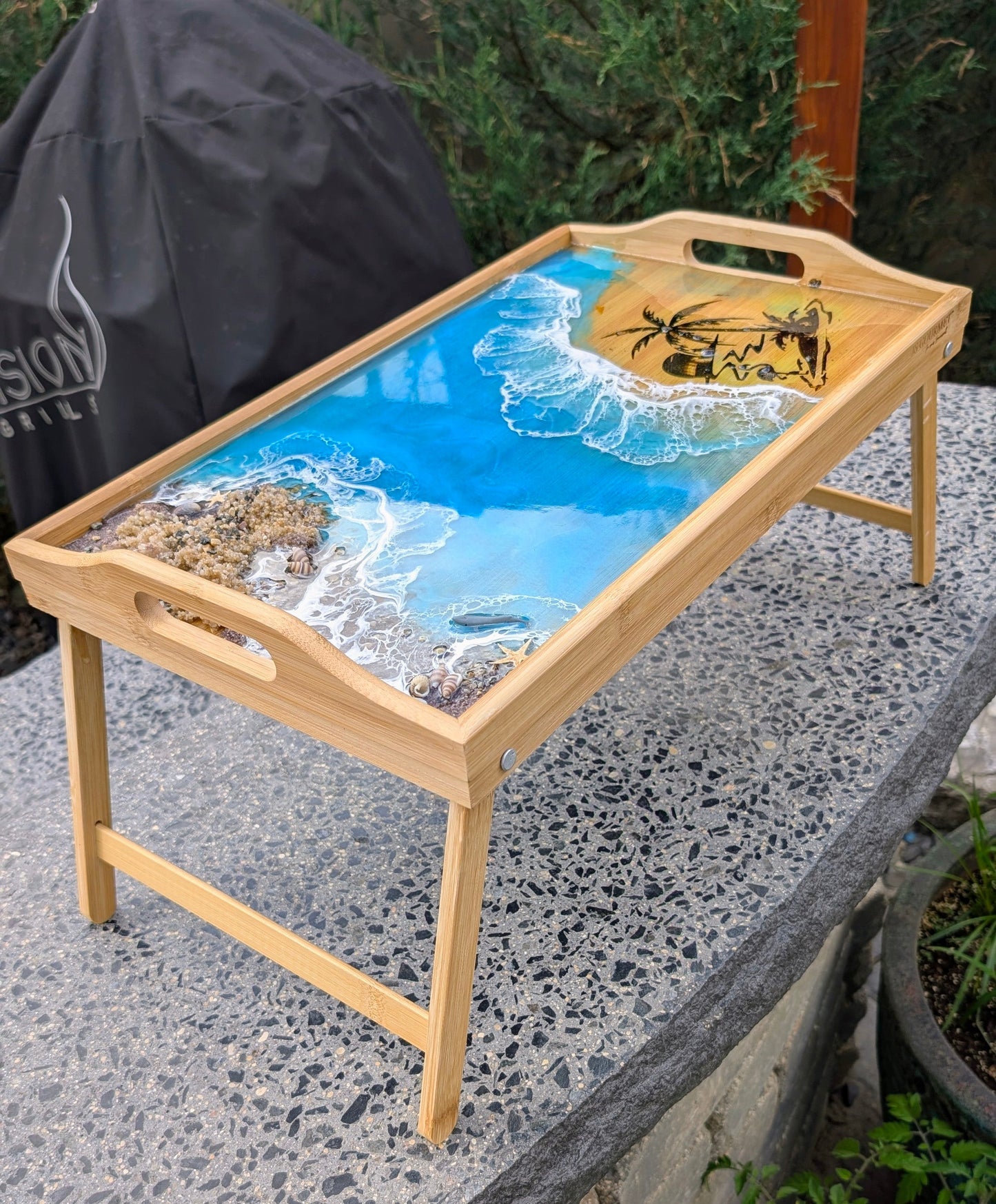Foldable Large Coastal TV/Bed Tray Nicole's paint Escape