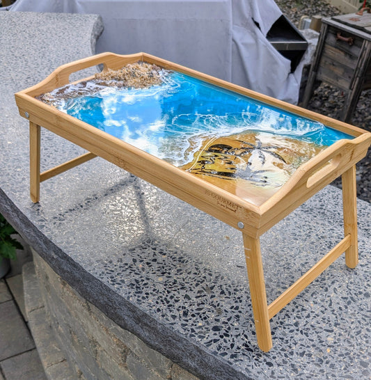 Foldable Large Coastal TV/Bed Tray Nicole's paint Escape