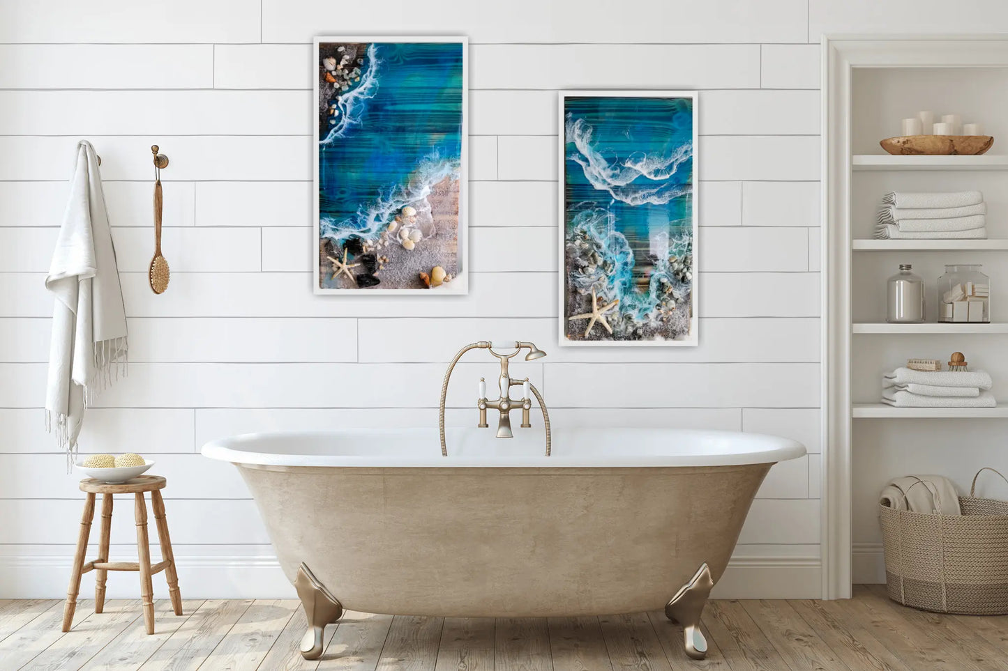 "Burnt Wood" Boardwalk coastal wall art- 11.5x21