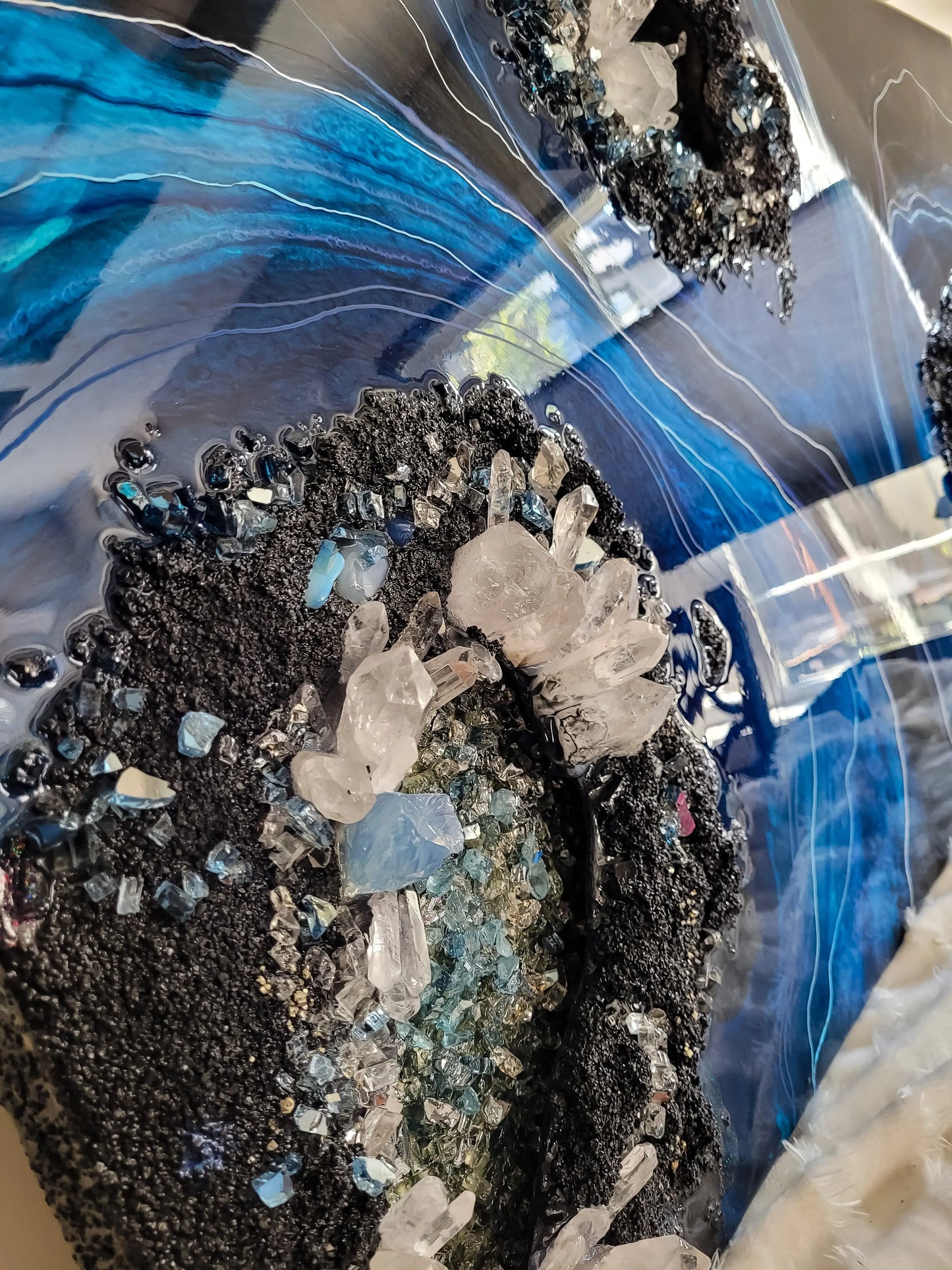 "Azurene" geode inspired wall art Nicole's paint Escape