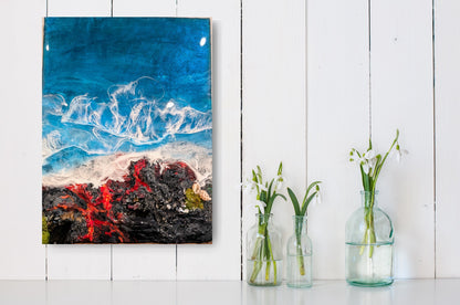 Lava flow & black sand inspired coastal wall art