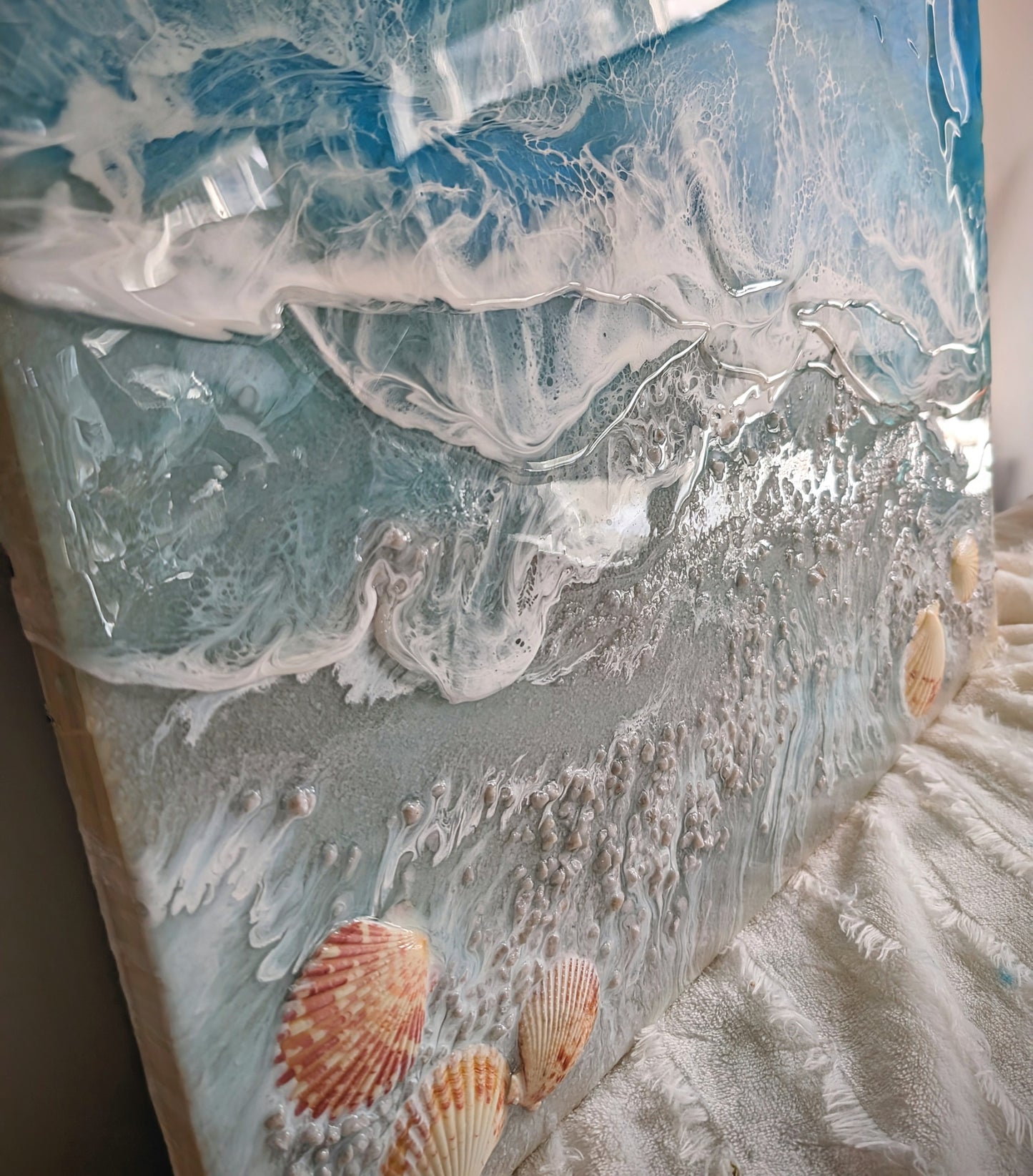 "Pebbled Shoreline" 16x20 Coastal wall art Nicole's paint Escape