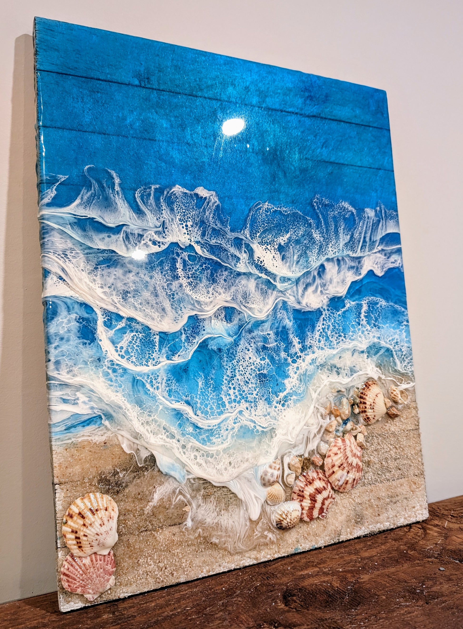 "Blue Horizon" Boardwalk Coastal wall art Nicole's paint Escape