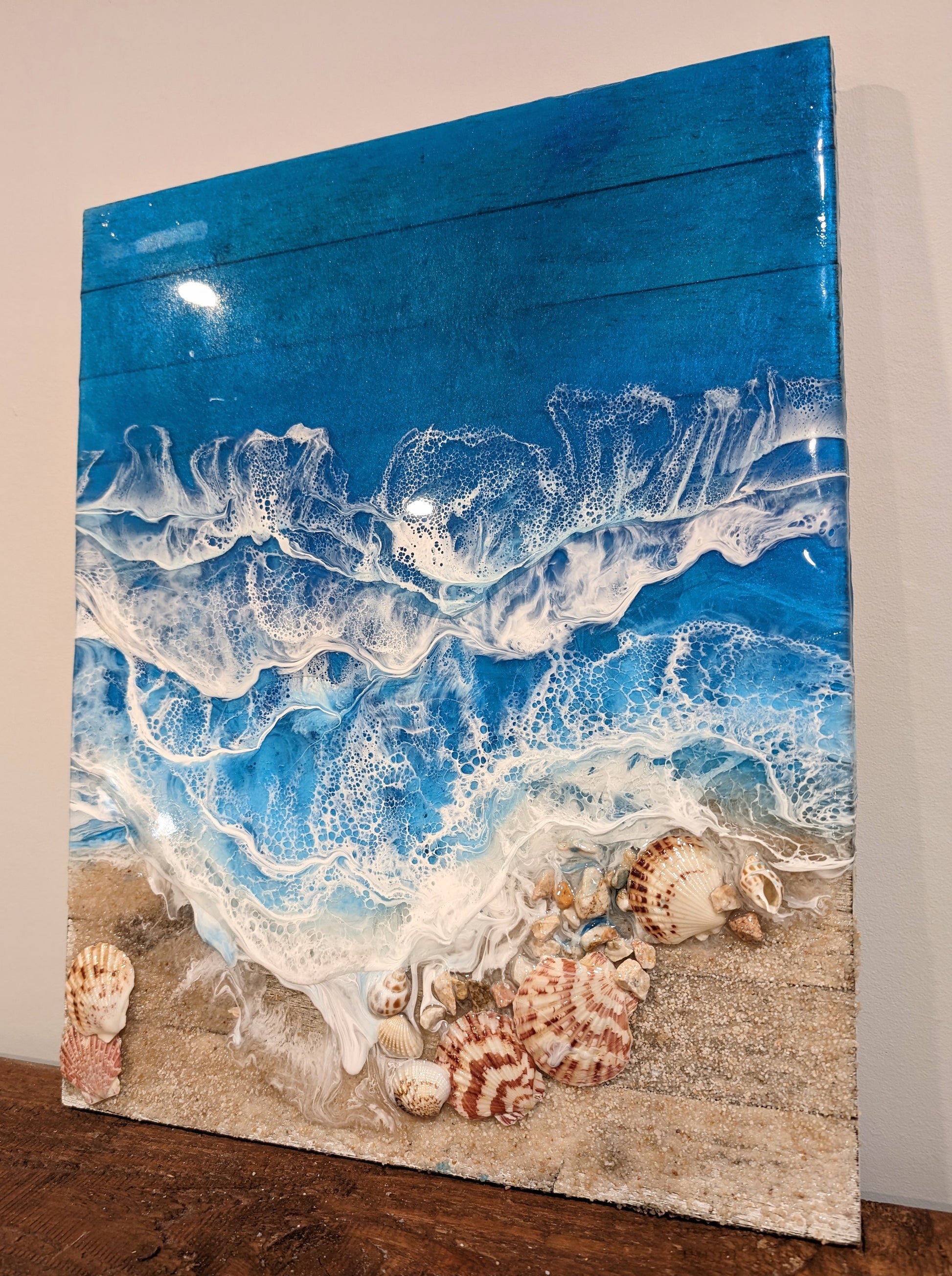 "Blue Horizon" Boardwalk Coastal wall art Nicole's paint Escape
