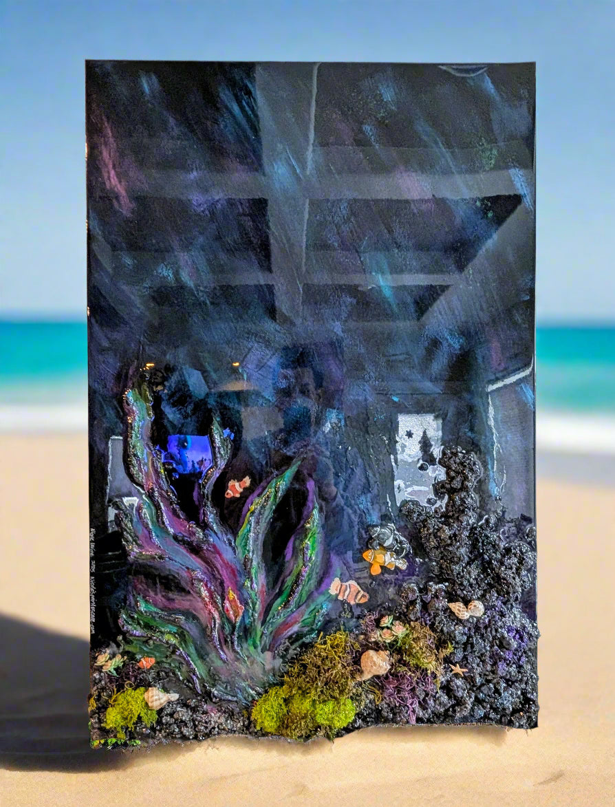 "Journey" Coral tropical inspired wall art 24x36