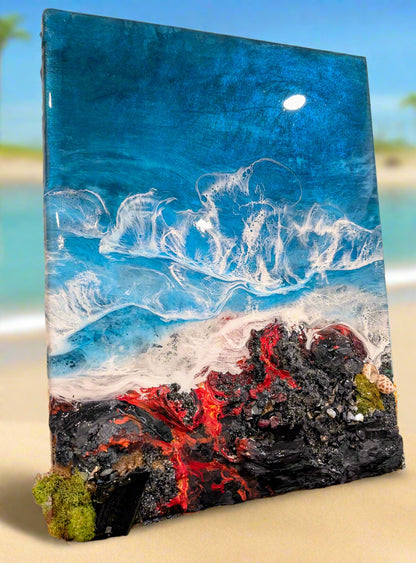 Lava flow & black sand inspired coastal wall art