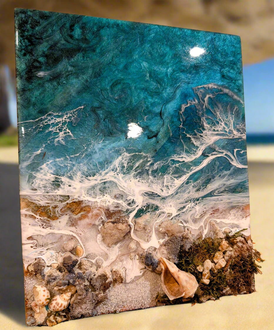 Boardwalk Coastal Tropical inspired wall art Nicole's paint Escape