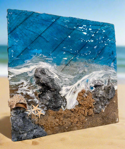 Boardwalk Coastal Tropical inspired coastal wall art Nicole's paint Escape