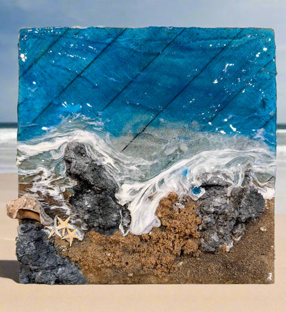 Boardwalk Coastal Tropical inspired coastal wall art Nicole's paint Escape