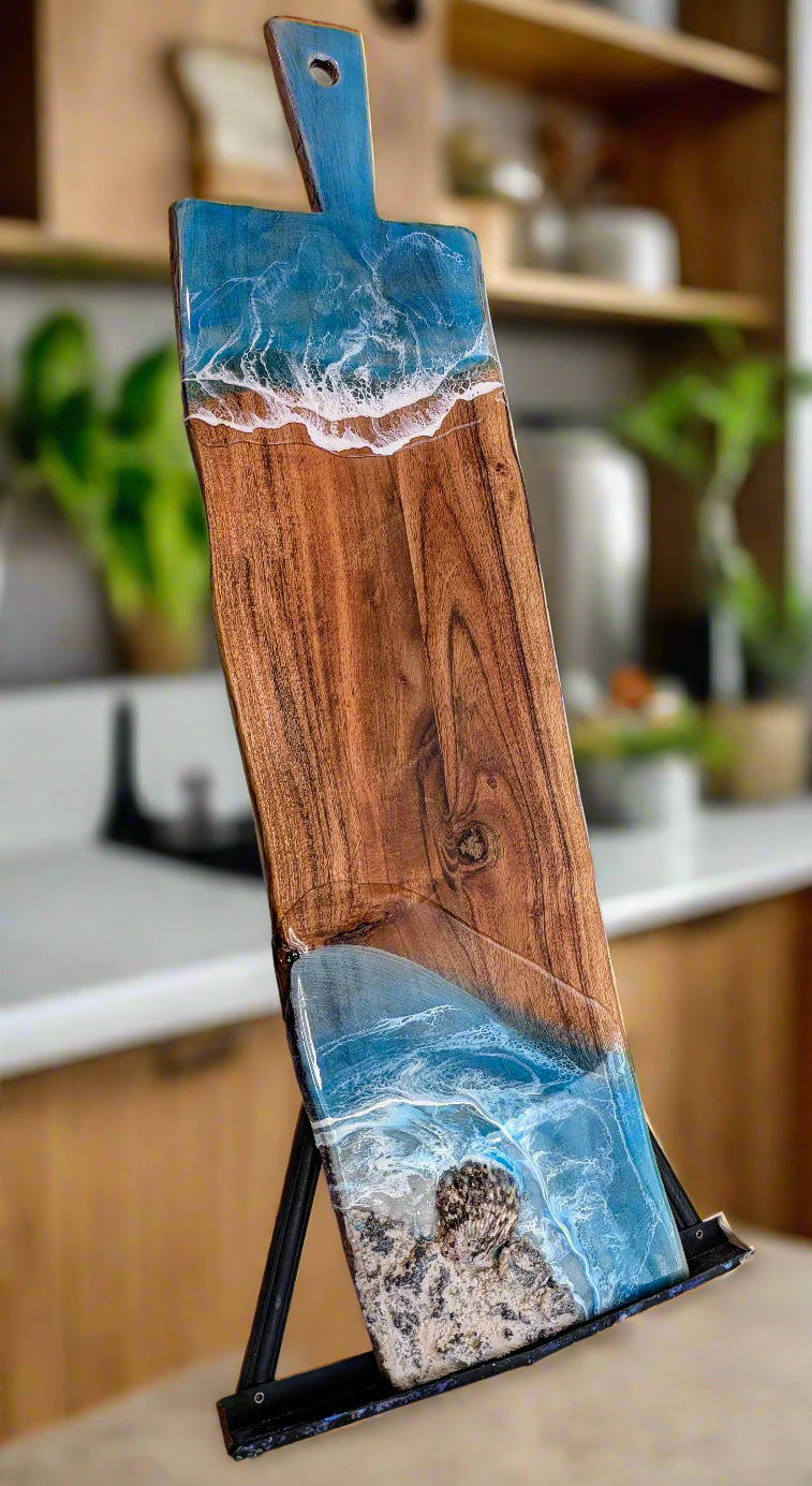 Coastal Resin Charcuterie Board Nicole's paint Escape