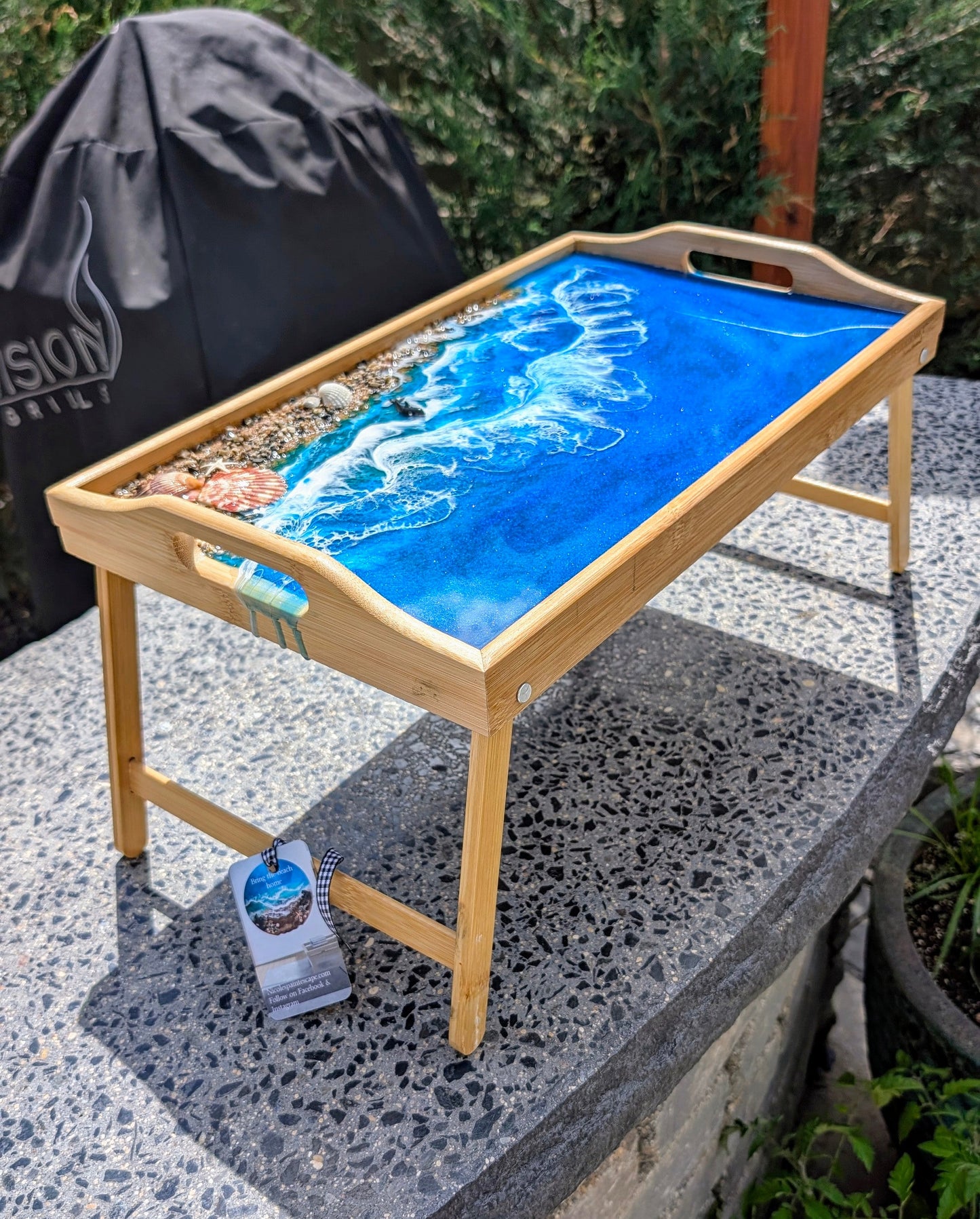 Foldable Coastal large TV Tray Nicole's paint Escape