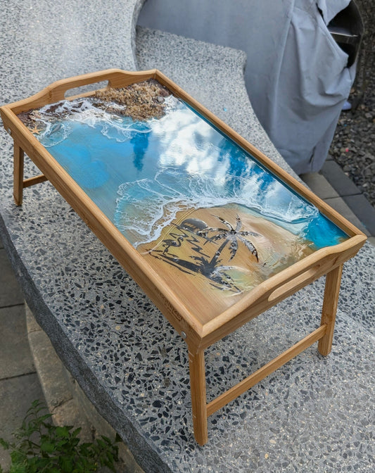 Foldable Large Coastal TV/Bed Tray Nicole's paint Escape