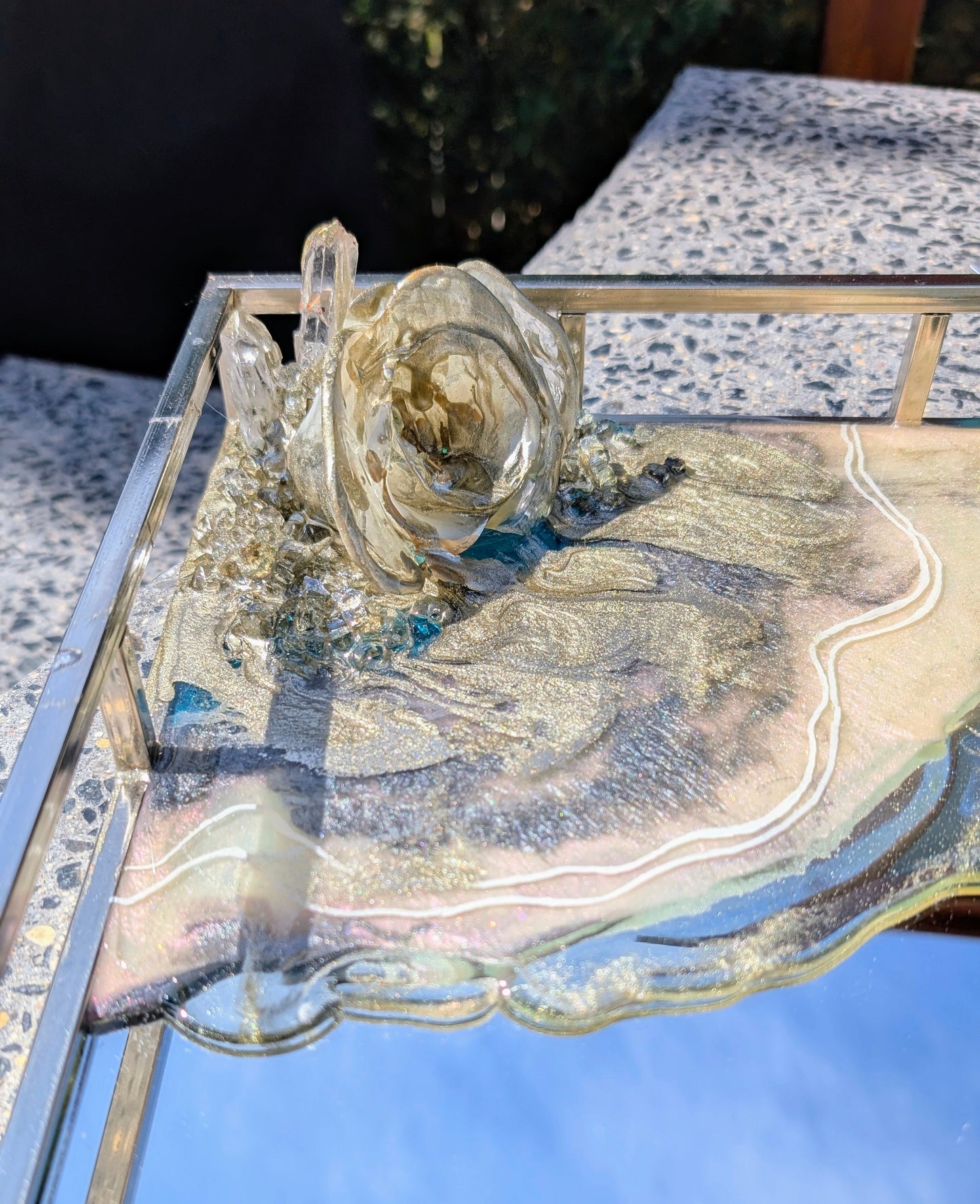 Rose embellished mirror tray Nicole's paint Escape