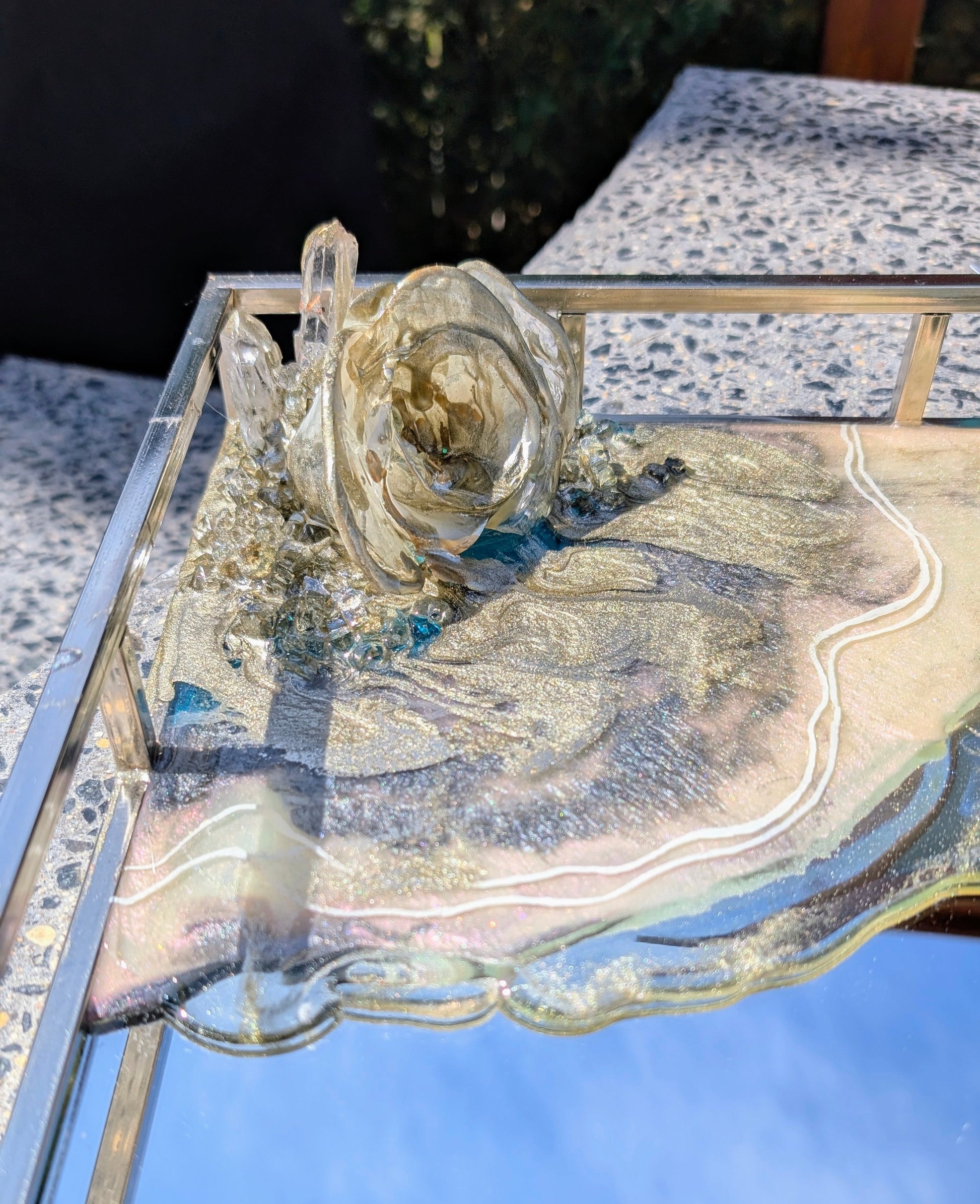 Rose embellished mirror tray Nicole's paint Escape