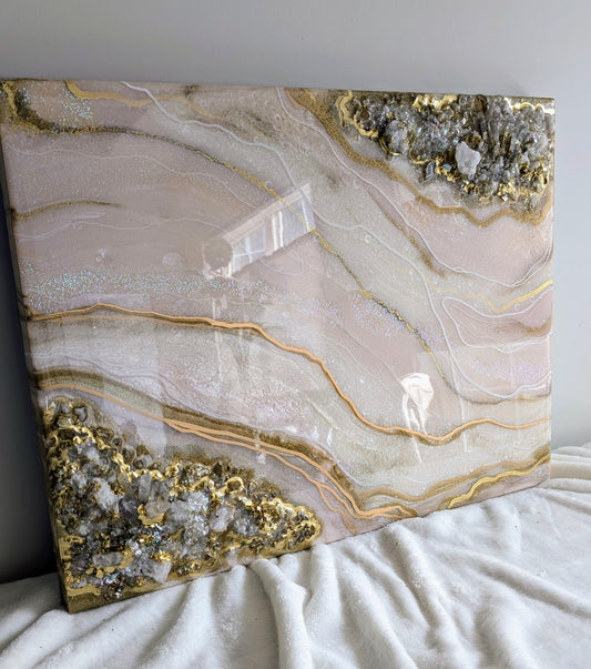 "Marilynn" Crystal & Geode inspired wall art Nicole's paint Escape