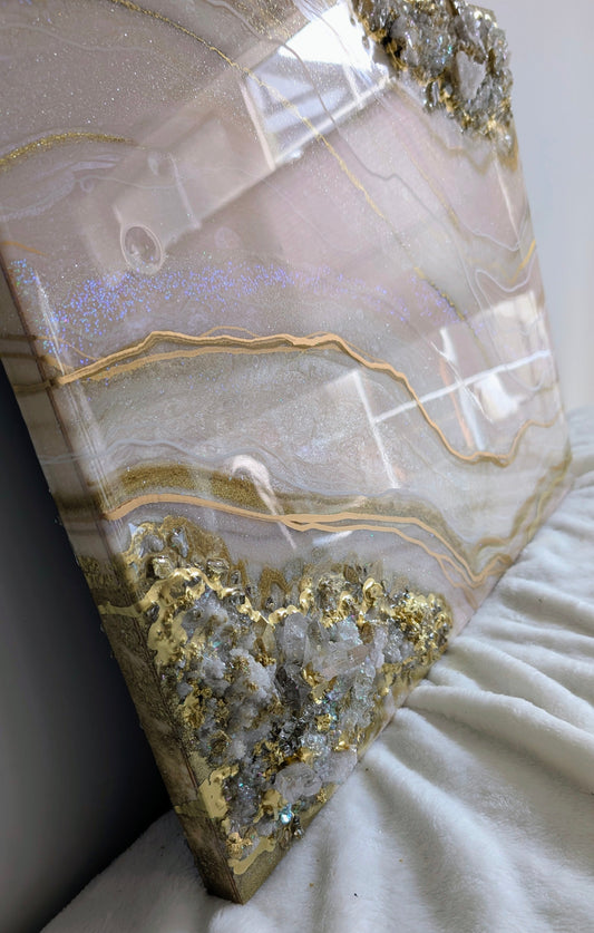 "Marilynn" Crystal & Geode inspired wall art Nicole's paint Escape