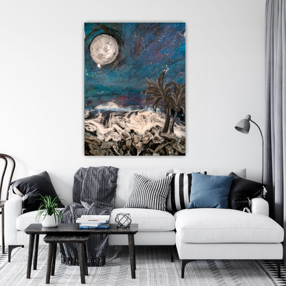 Moonlit Tides – Northern lights inspired Coastal wall art Nicole's paint Escape