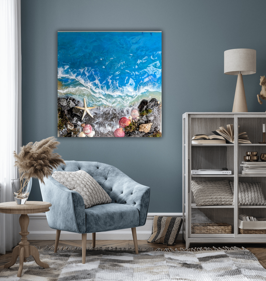 "Salt & Solace" coastal wall art Nicole's paint Escape