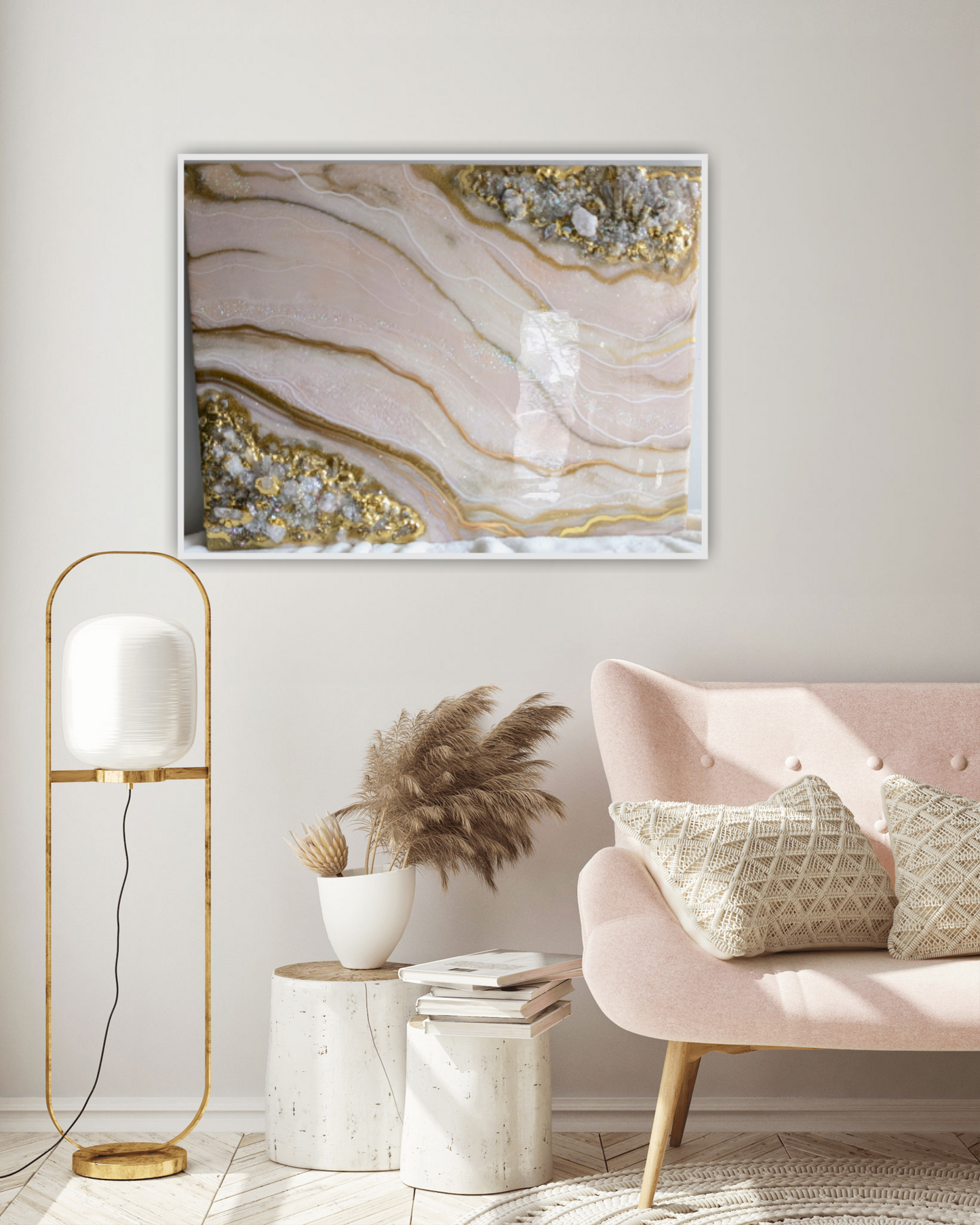 "Marilynn" Crystal & Geode inspired wall art Nicole's paint Escape