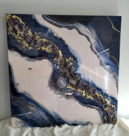 "Morning Mist" - Geode inspired wall art Nicole's paint Escape